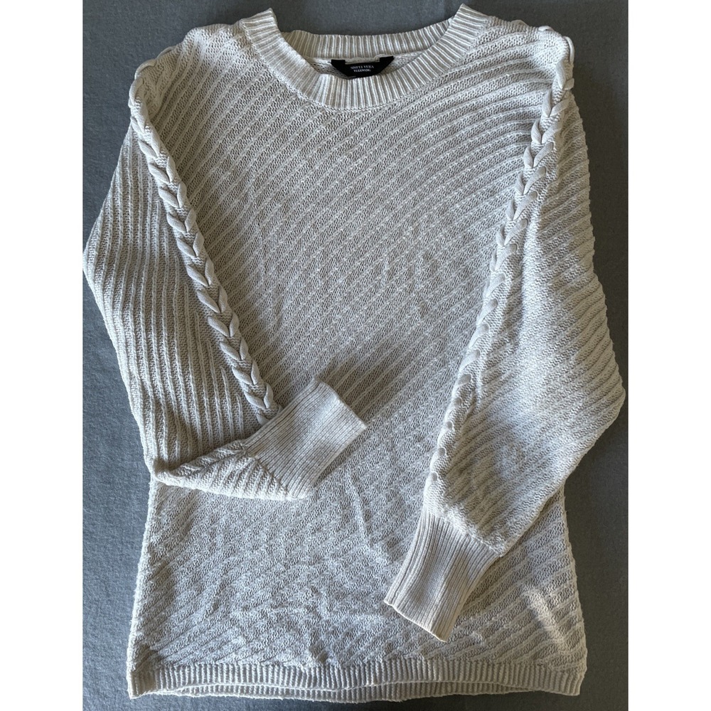 Simply Vera Wang Cream Ribbed Cable‎ Knit Sweater SZ Medium